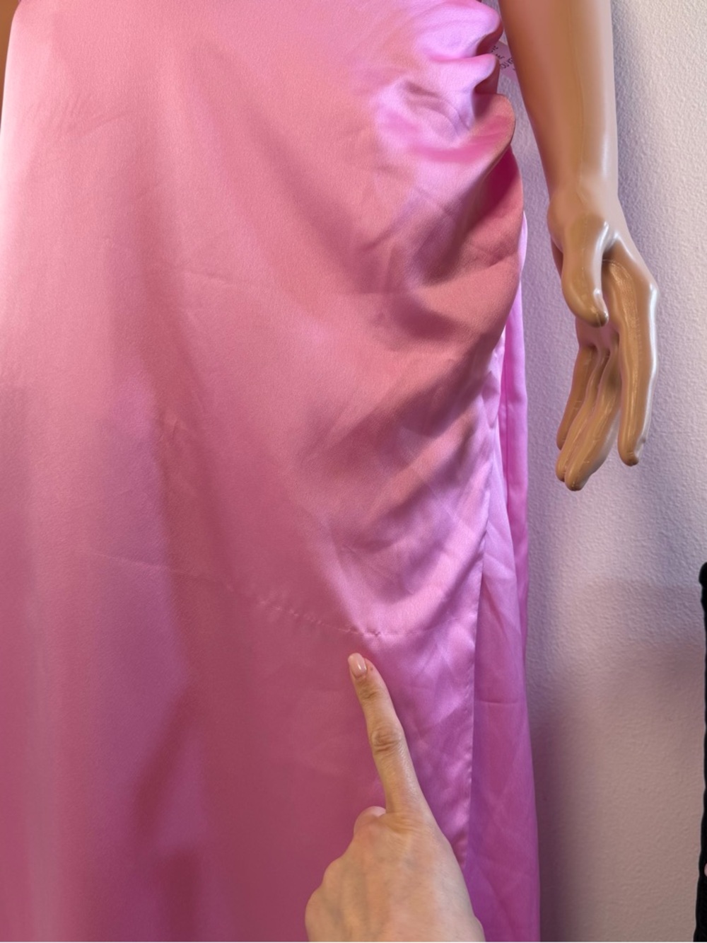 Show Me Your Mumu Jodie Dress in Pink Luxe Satin off shoulder maxi barbie - Picture 5 of 9
